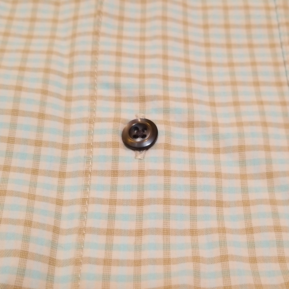 J Crew Cotton Broadcloth Blue White Tan Checked M